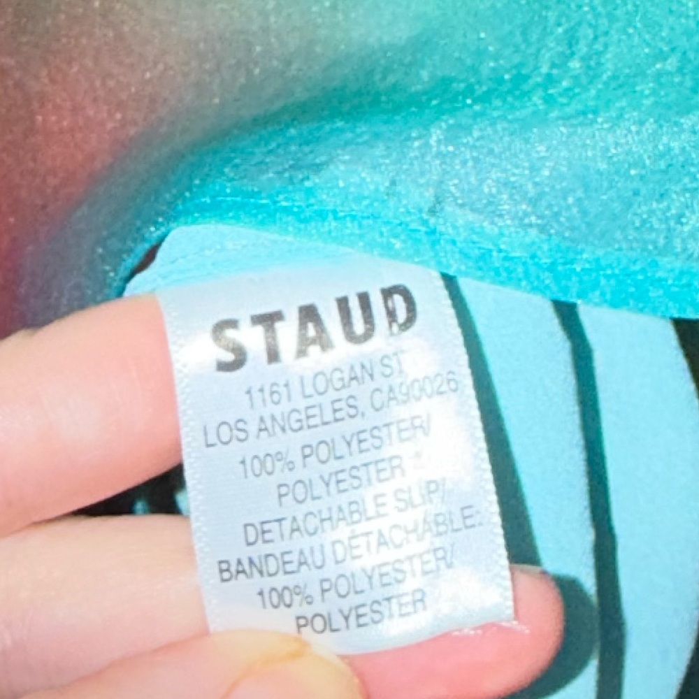 STAUD Hyacinth Tiered Rainbow Dress maxi crepe‎ organza sheer Multi Aura XS - Picture 7 of 7